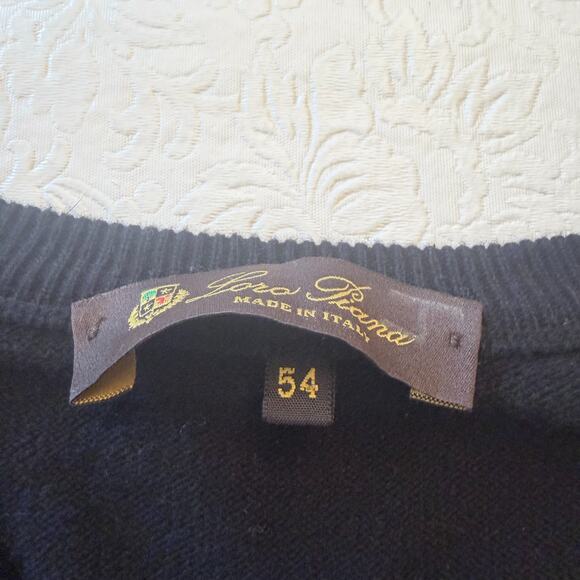 Loro Piana 100% Cashmere V-Neck Sweater Black Made in Italy Men’s Size 54- Large - Picture 4 of 6